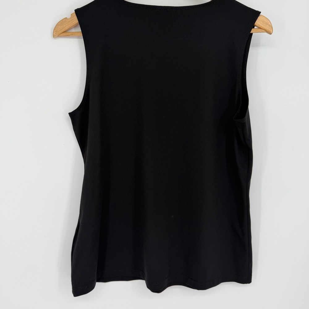 Chico's Black Sleeveless Tank Top Scoop Neck Stretch Size Large Travel Staple - Picture 2 of 7